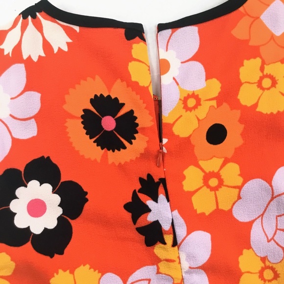 Victoria Beckham Retro Orange Tropical Floral Print Tie-Waist Romper - Picture 7 of 12